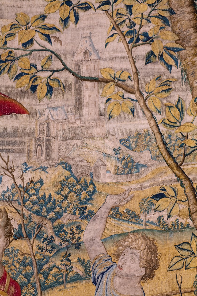 flamsk billedvev. Serie Fable of Ovidius: The rob of Ganymedes. Atelier Willem de Pannemaker, Brussel. Før 1556. Detalj. av Flemish School