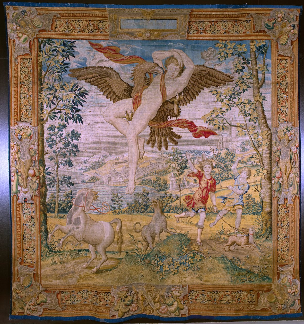 flamsk billedvev. Serie Fable of Ovidius: The rob of Ganymedes. Atelier Willem de Pannemaker, Brussel. Før 1556. av Flemish School