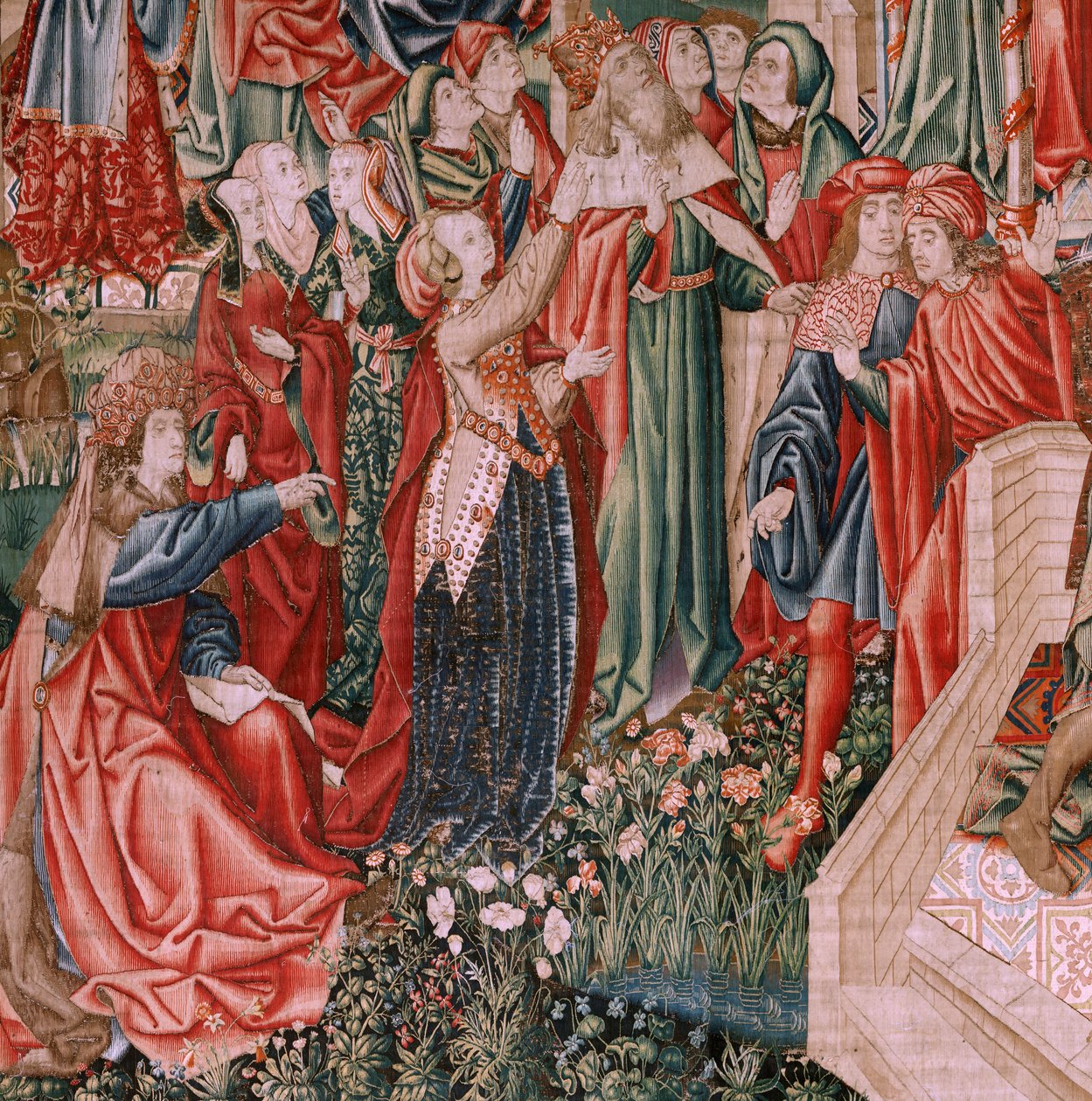 flamsk billedvev. Serien Menneskelig forløsning eller laster og dyder. Kristus Frelseren som et barn (Cristo Salvador como Niño). Femte billedvev i serien (den andre av de som holdes i Palencia). Brussels produksjon, verksted. Ca 1510. Størrelse 425 x 800  av Flemish School