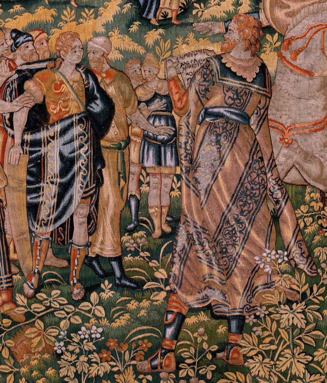 flamsk billedvev. Serien Story of Cyrus. No II Astyages gjenkjenner Cyrus (Ciro reconocido por Astiages). Anonym, basert på Michiel Coxcie. Atelier Antwerpen. Silke og ull. Ca 1590. av Flemish School