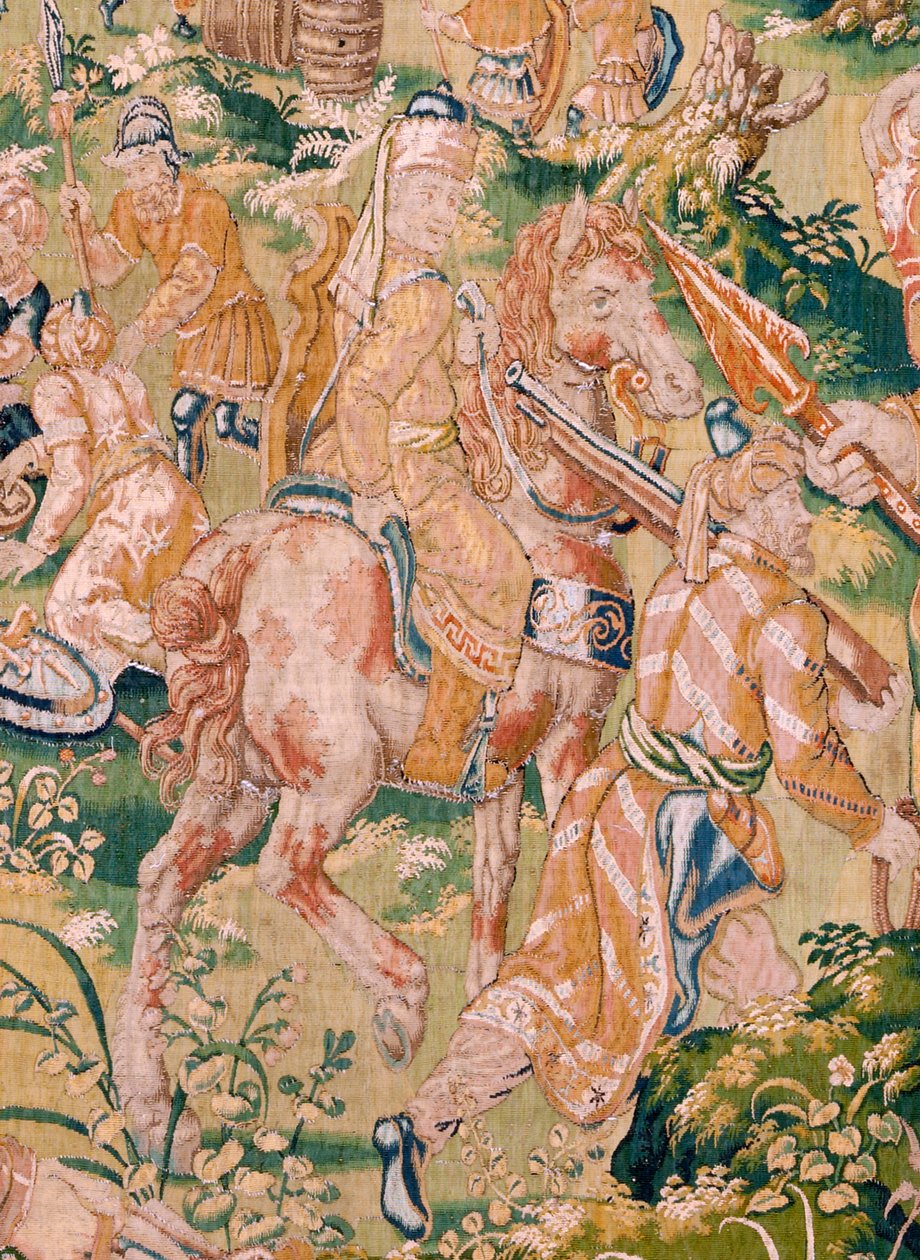 flamsk billedvev. Serie: The Book of Judith. Holofernes bankett (El banquete de Holofernes). Sjette billedvev i serien. Produksjon: Nederland, Brussel(?). Andre halvdel av 1500-tallet. Stoff: Ull. Sted: Saint Nicholas of Bari-kirken (m av Flemish School