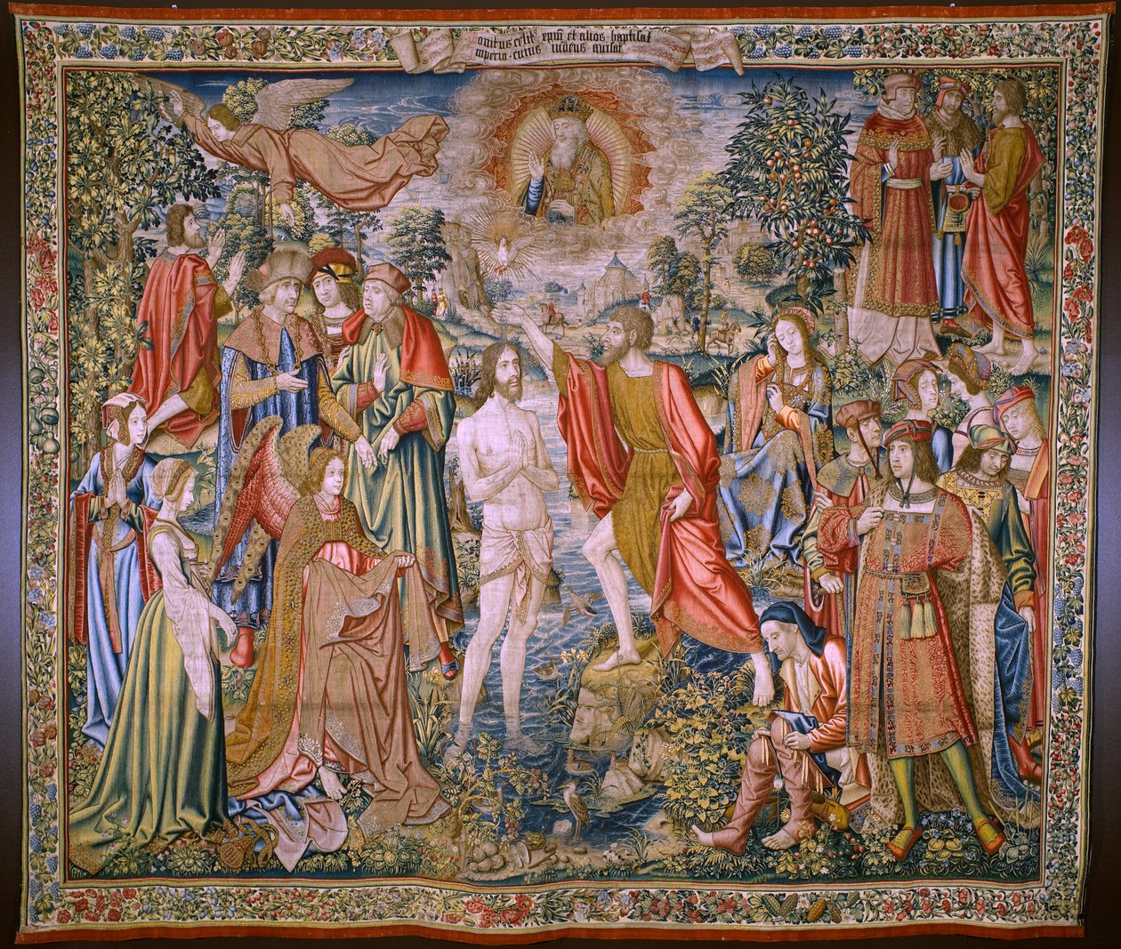 flamsk billedvev. Serien The History of Saint John the Baptist: The Baptism of Christ (Het doopsel van Christus). Brussel atelier. 1515-1520. av Flemish School
