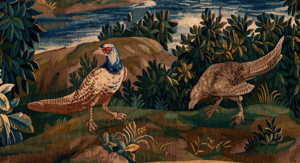 flamsk billedvev. Såkalt Verdure (Landskap med vann, trær og fasaner). Atelier i Oudenaarde. 277x200 cm. Inv 00012. 1600-tallet. av Flemish School