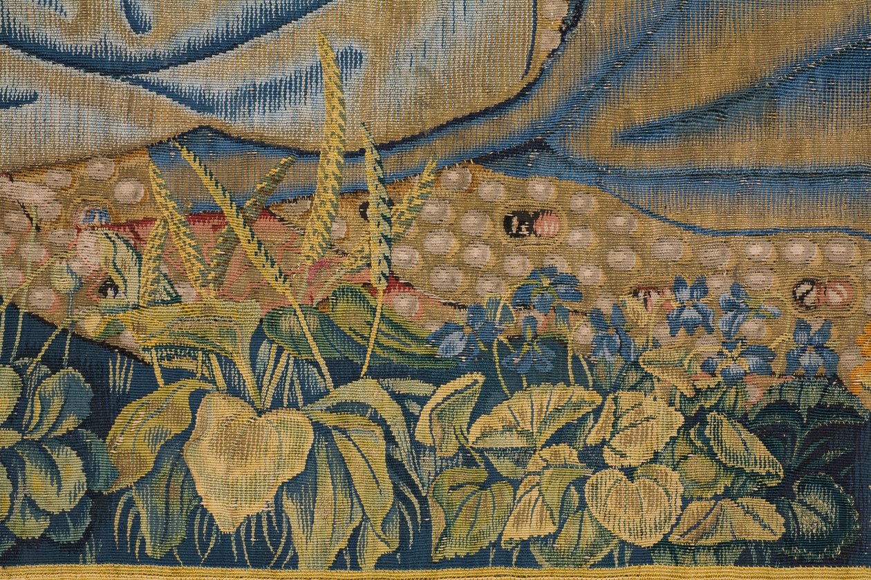 flamsk billedvev. Jomfruen med barnet og engler (Jomfruen med barnet og en engel, Mary met Kind in engelen). Ca av Flemish School