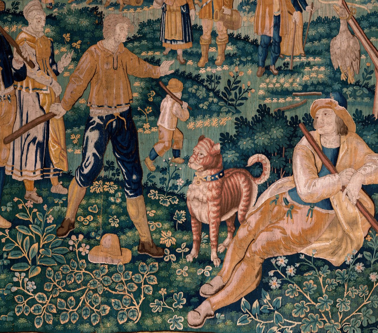 flamsk billedvev. Gåseleken. Atelier i Oudenaarde. 341x395 cm. Inv (83058)-7 / 0008. 1600-tallet. av Flemish School