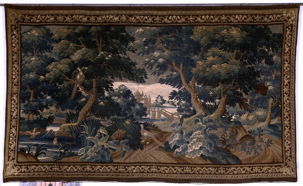 flamsk billedvev. utholde. kjærlighetsscene. Oudenaarde. Slutt på 1600-tallet - begynnelsen av 1700-tallet. Eiendommen til kirken Sint-Walburgakerk Oudenaarde (Dekenij van de Sint-Walburga). Detalj av Flemish School