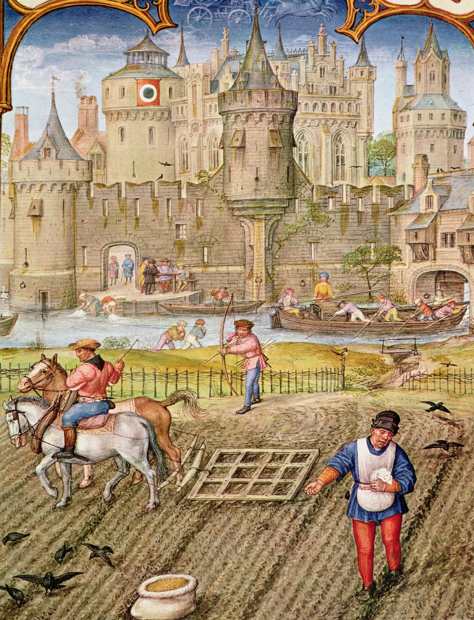 Fol.10v Oktober måned: Såing, fra Breviarium Grimani, c.1515 av Flemish School