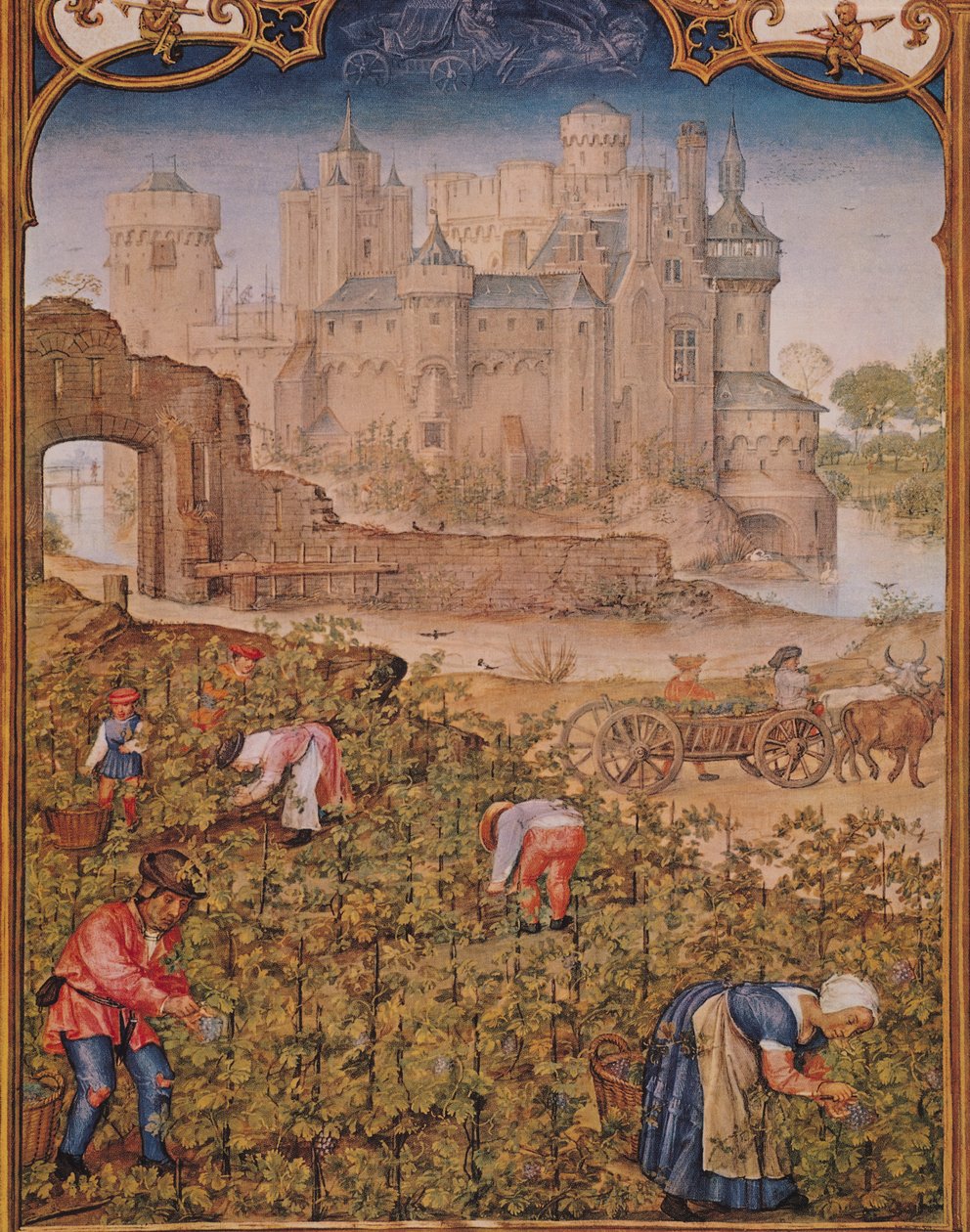Fol.9v The Month of September: The Wine Harvest, fra Breviarium Grimani, ca. 1515 av Flemish School