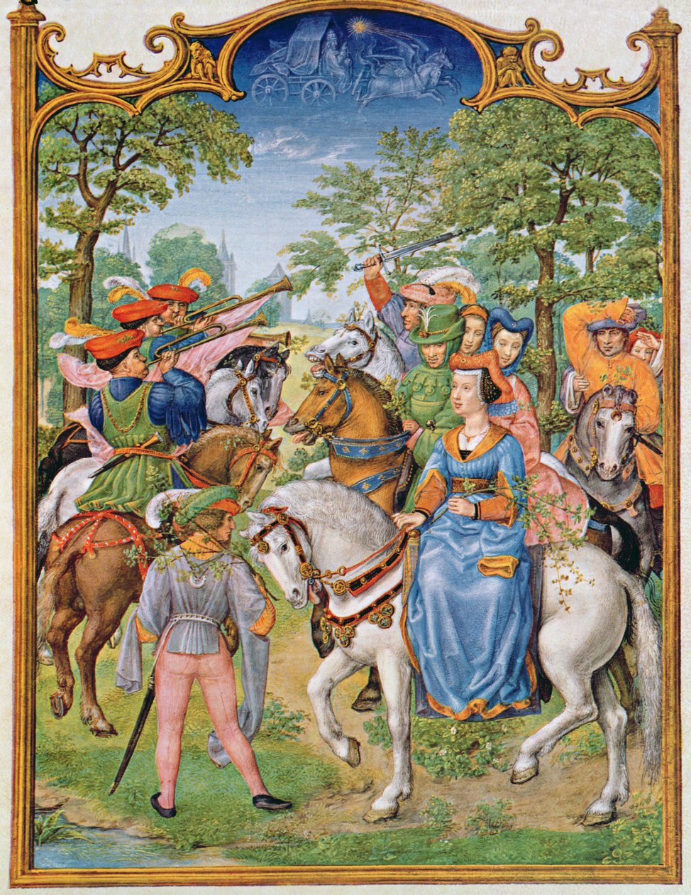 Fol 5v Mai måned: Festival of the Trees, fra Breviarium Grimani, ca. 1515 av Flemish School