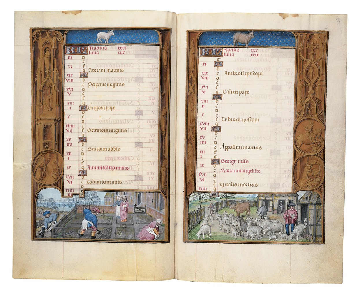 Folioer fra Rothschilds timebok, Gent eller Brugge, ca. 1505 av Flemish School