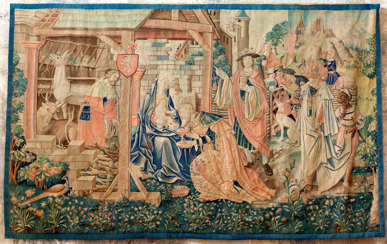 Tidligere katedral (Ancienne cathédrale Notre-Dame). Museumssamlinger. flamsk billedvev. Tilbedelsen av magiene. Kommando av biskop Jean de Mauléon. En del av en serie som opprinnelig henger opp over The jubé-sete. Det 16. århundre. av Flemish School