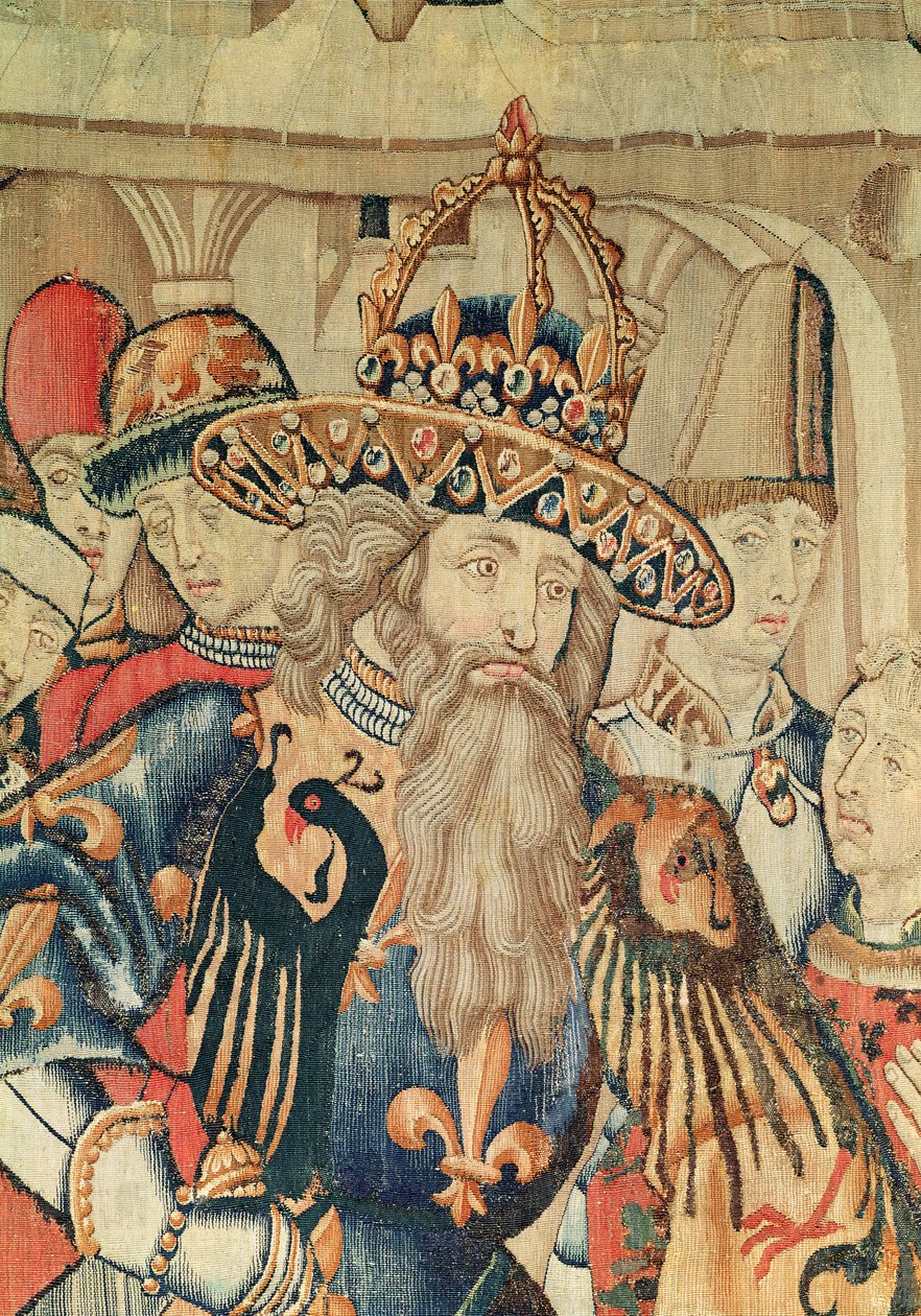 Leder for Charlemagne (742-814), Tournai-verkstedet (detalj) av Flemish School