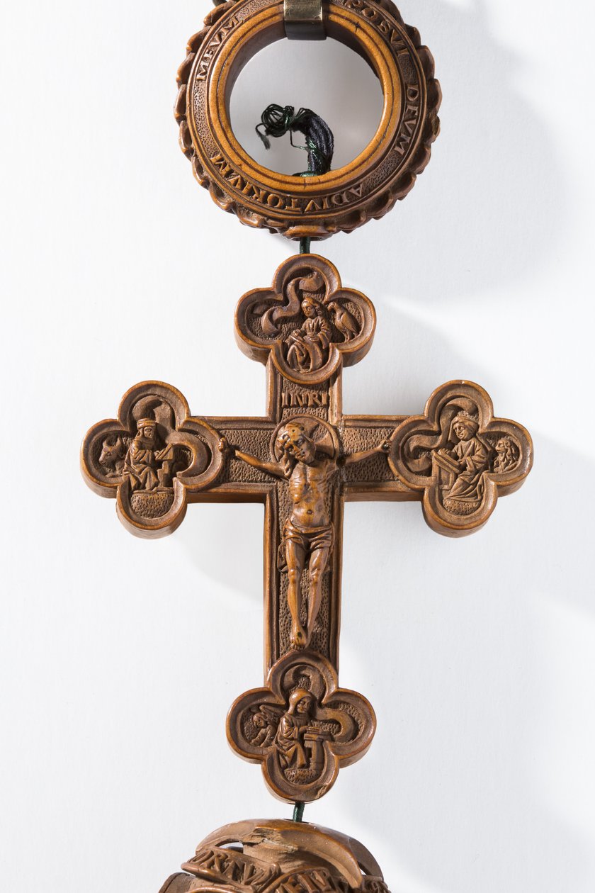 Henry VIIIs rosenkrans, detalj av korset (buksbom) av Flemish School