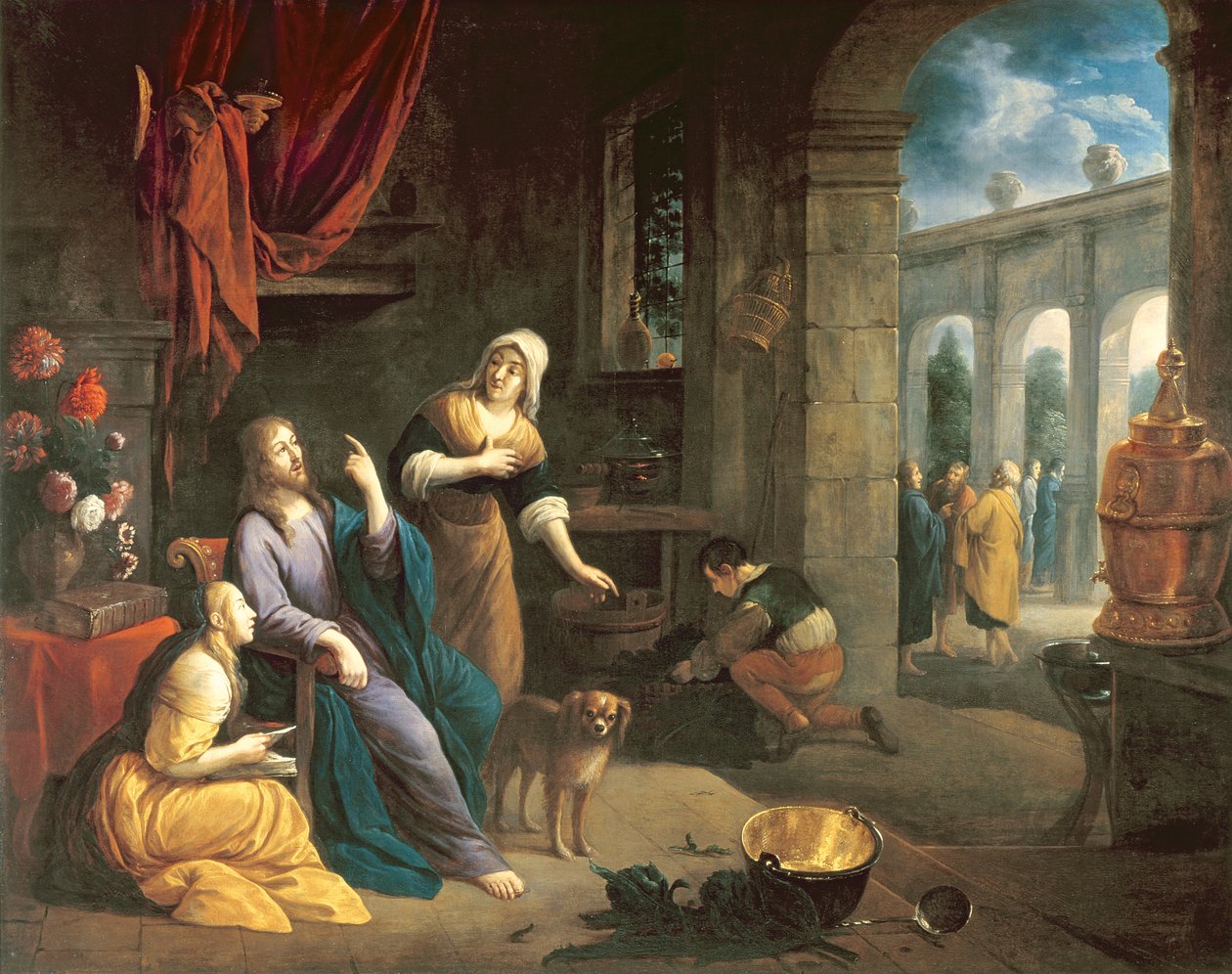 Jesus hjemme hos Marta og Maria av Flemish School