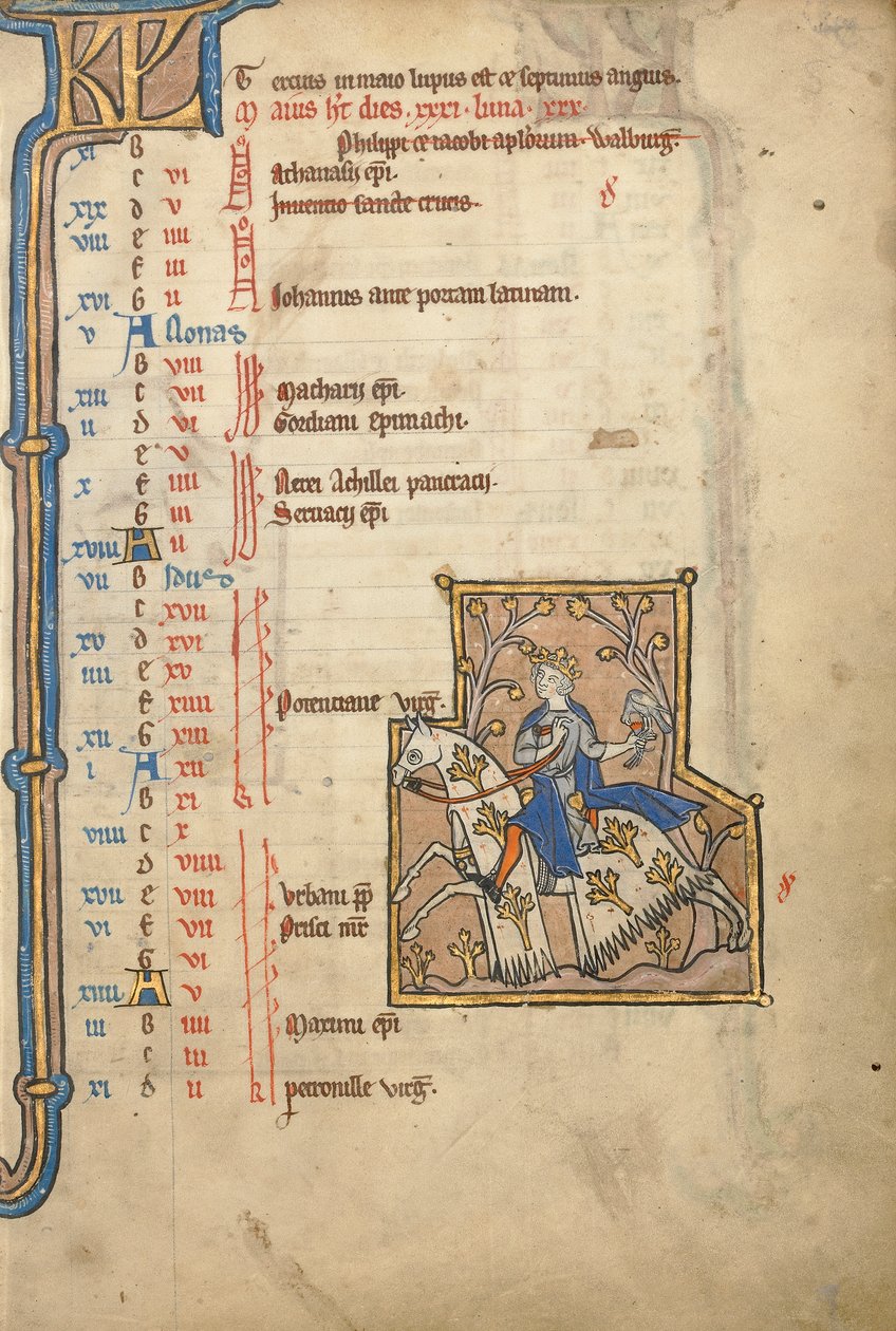 MS 14 f.5, mai: Hawking, ca. 1250 av Flemish School