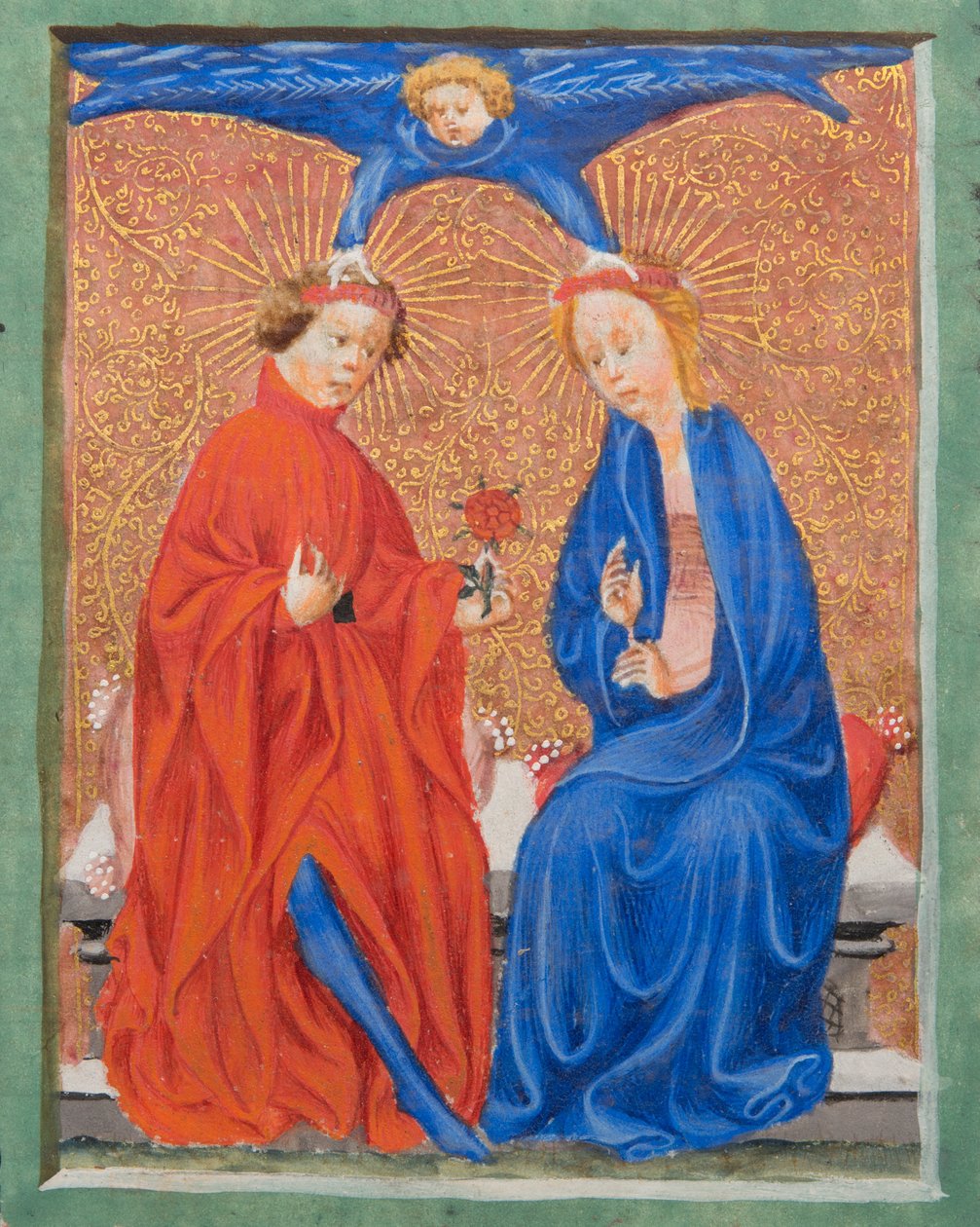 MS Gen1111 f.210 Saint Cecilia and Saint Valerian, illustrasjon fra Legenda Aurea av Jacobus de Voragine, ca. 1405-10 av Flemish School