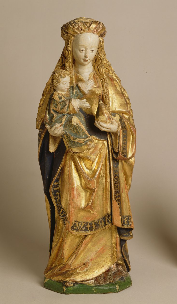 Madonna and Child, School of Mechelen, ca. 1500 (polykrom og forgylt eik) av Flemish School