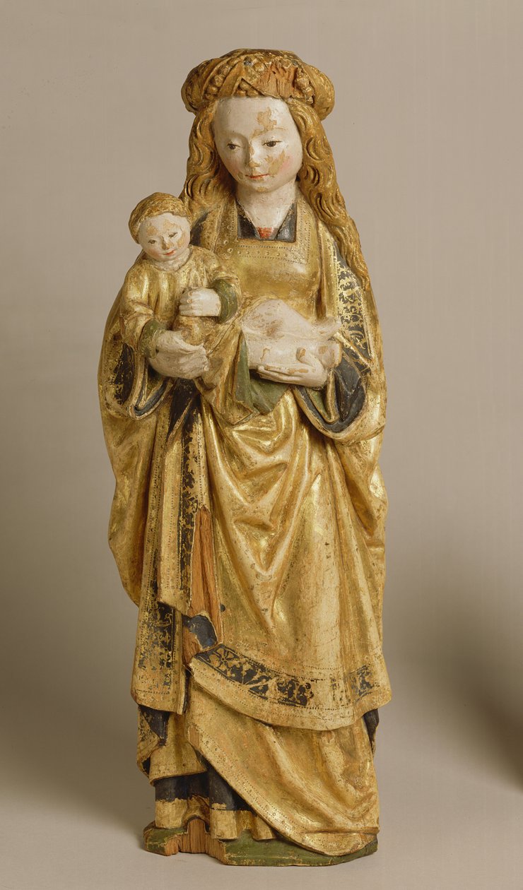 Madonna and Child, School of Mechelen, ca. 1500 (polykrom og forgylt eik) av Flemish School