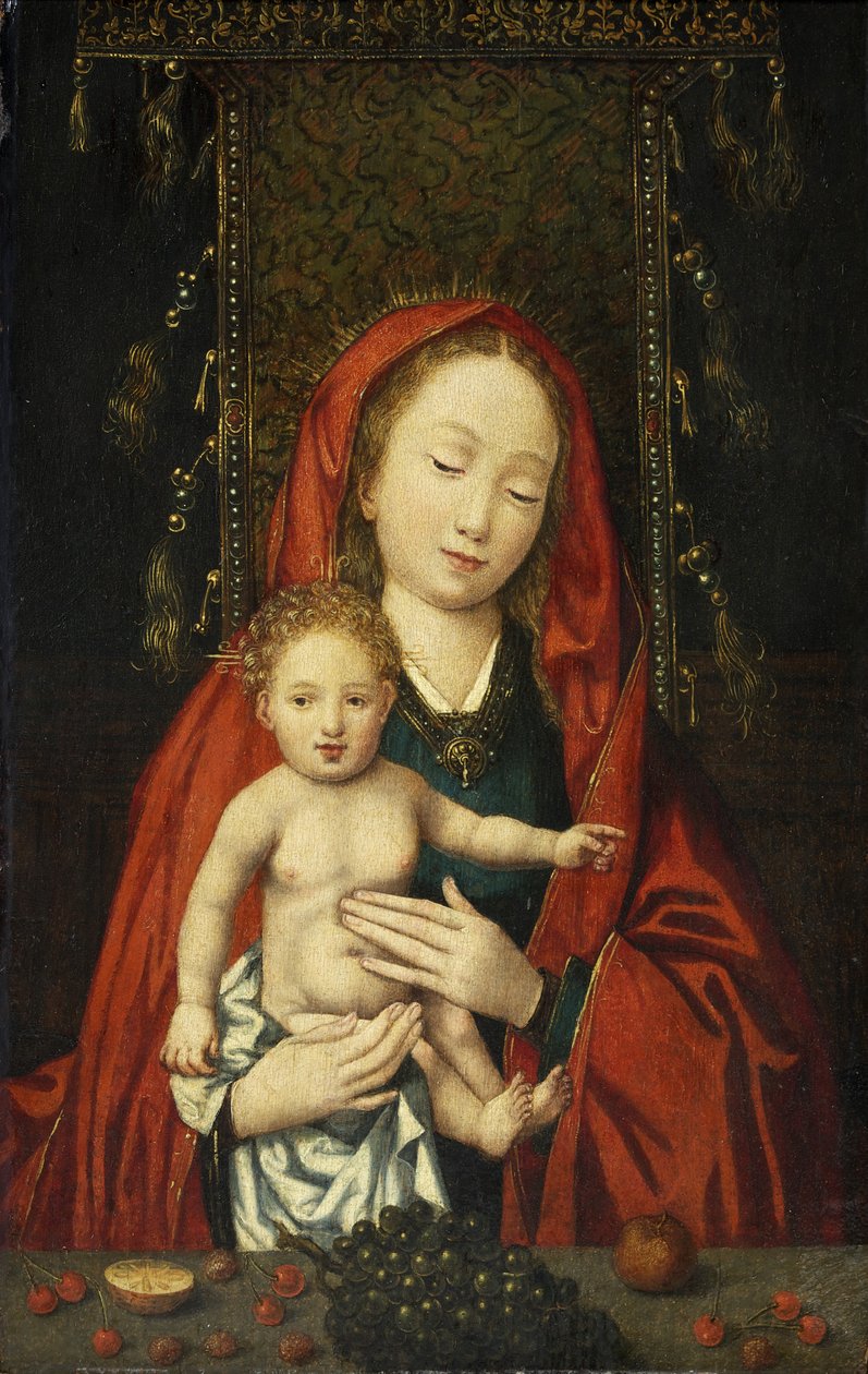 Madonna og barn, ca. 1500 (olje på panel) av Flemish School