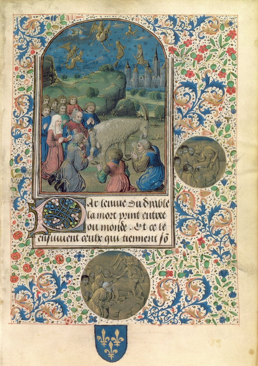 Fr 961 f.1 Hekser eller kjettere som tilber djevelen i form av en geit av Flemish School