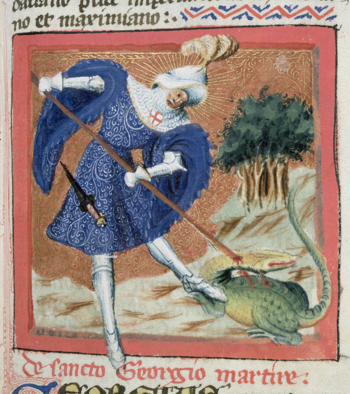 Ms Gen IIII f.81r St George and the Dragon, fra The Golden Legend av Jacobus de Voragine (ca. 1228-98) av Flemish School