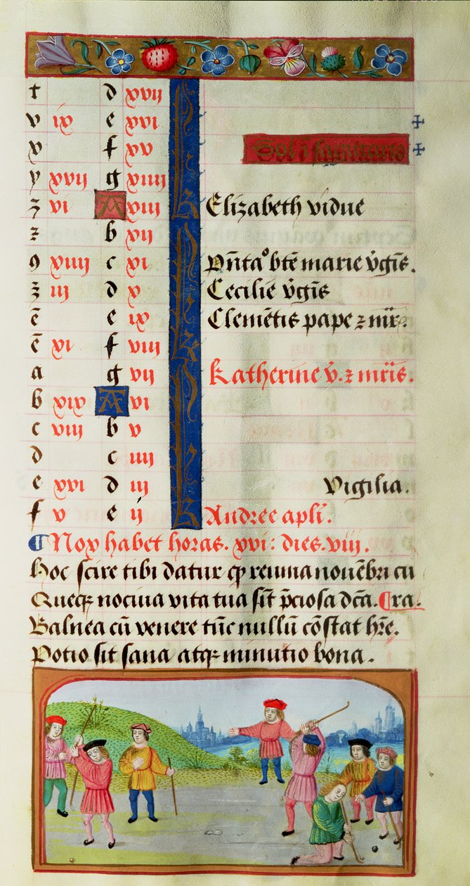 November: Game of Golf, fra en timebok av Flemish School