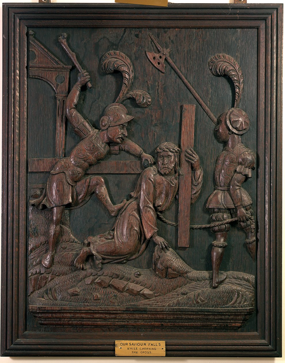 Vår Frelser faller mens han bærer korset, fra kapellet, ca. 1520 (tre) av Flemish School