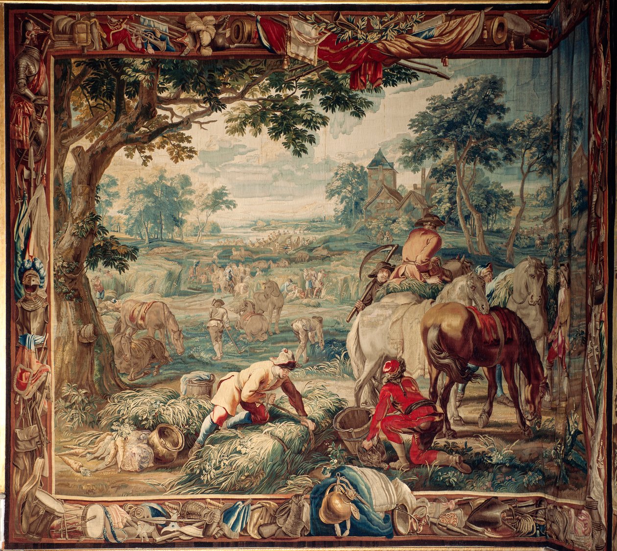 Slottet (Schlossanlage Schleißheim). flamsk billedvev. Brussels atelier Judocus De Vos. Design Lambert De Hondt. Fôring (forsøk). 400x510 cm. Ull og silke. Omtrent 1715 - 1724. av Flemish School