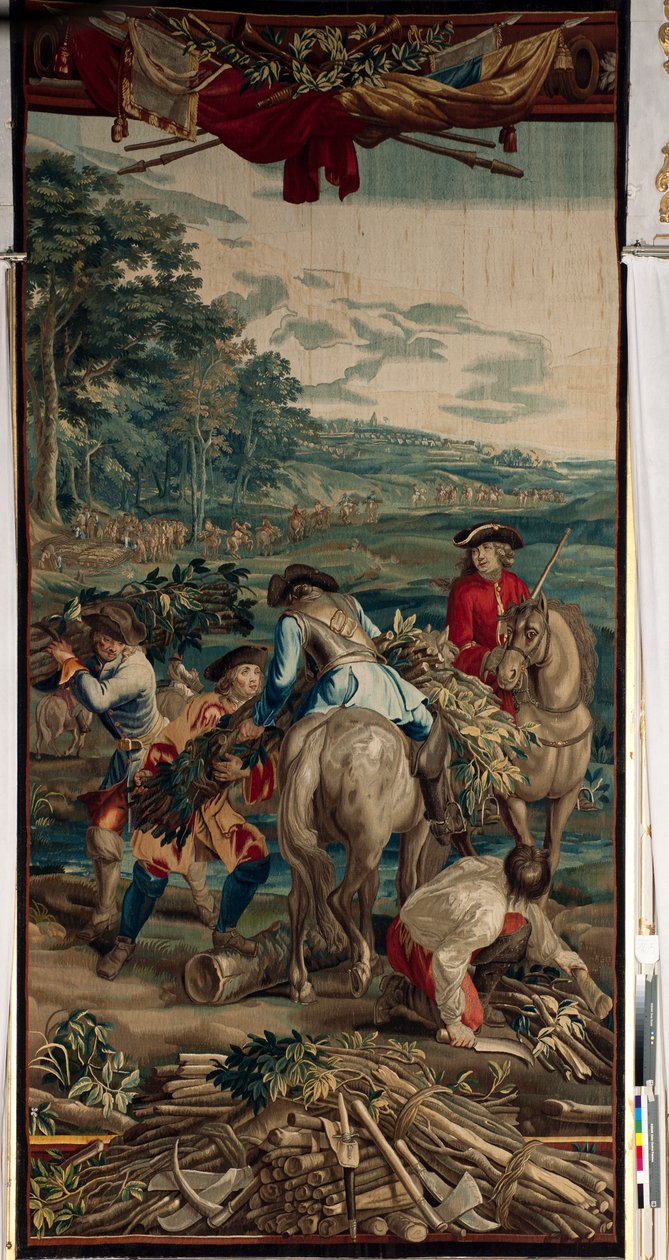 Slottet (Schlossanlage Schleißheim). flamsk billedvev. Brussels atelier Judocus De Vos. Design Lambert De Hondt. (Fachinade). 400x190 cm. Ull og silke. Omtrent 1715 - 1724. av Flemish School