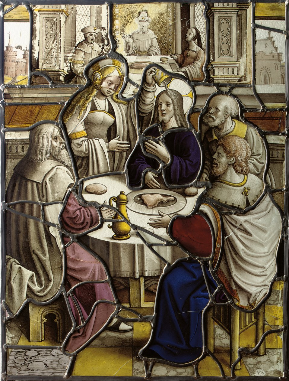 Panel, sannsynligvis avbildet Kristus ved kveldsmat med Simon fariseeren av Flemish School