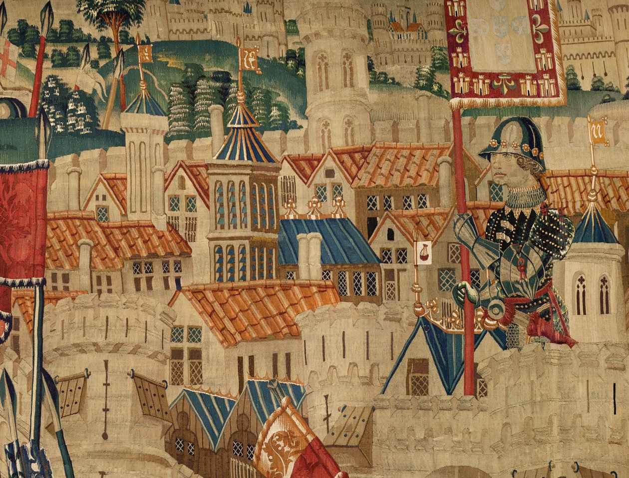 Parish museum for gobeliner (Parish Museum of Pastrana Tapestries). flamsk billedvev. Conquest of Tanger (Taking of Tangier, De inname van Tanger). Seriens erobringer av kong Alfonso I av Portugal. Tournai. Ull og silke av Flemish School