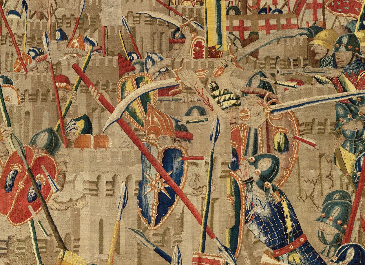 Parish museum for gobeliner (Parish Museum of Pastrana Tapestries). flamsk billedvev. Ta av Asilah (Take of Asilah, Assault on Asilah, De inname van Arzila). Seriens erobringer av kong Alfonso I av Portugal. Tournai. av Flemish School