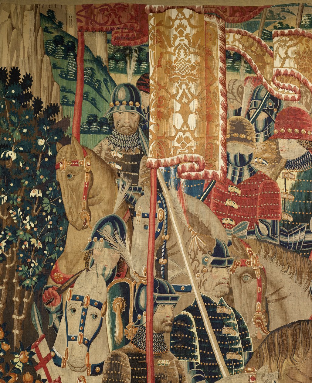 Parish museum for gobeliner (Parish Museum of Pastrana Tapestries). flamsk billedvev. Conquest of Tanger (Taking of Tangier, De inname van Tanger). Seriens erobringer av kong Alfonso I av Portugal. Tournai. Ull og silke av Flemish School