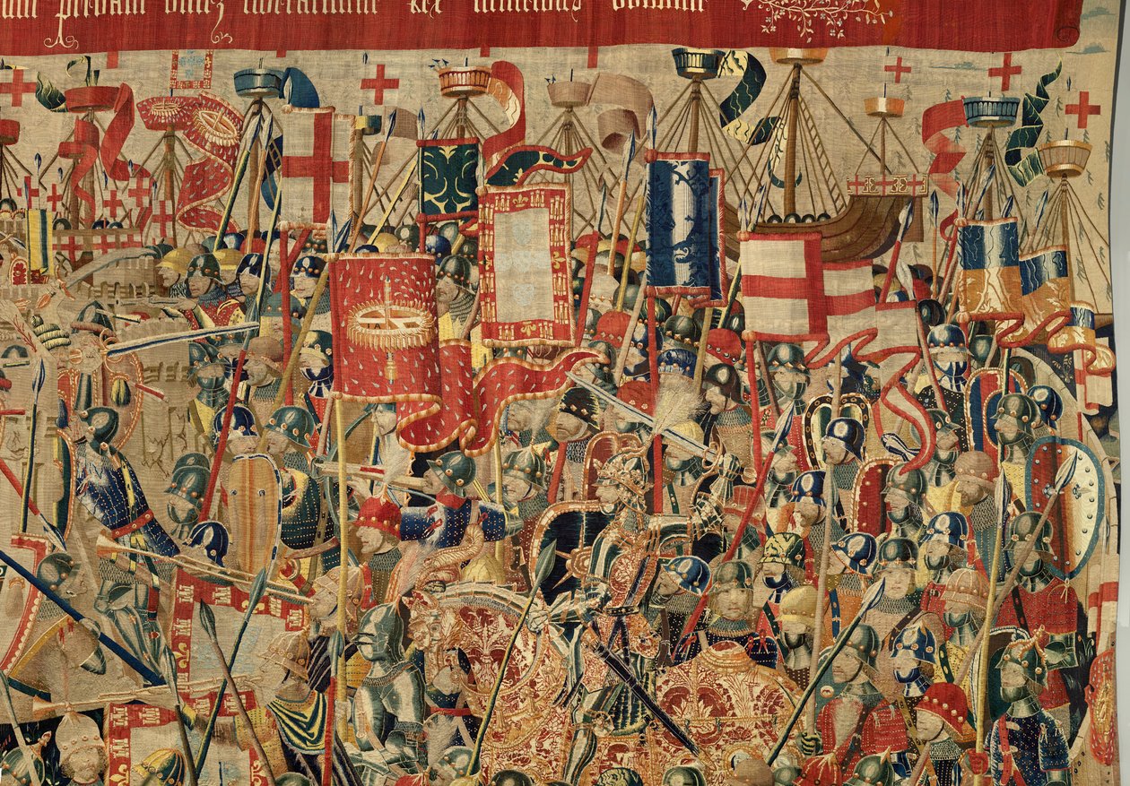 Parish museum for gobeliner (Parish Museum of Pastrana Tapestries). flamsk billedvev. Ta av Asilah (Take of Asilah, Assault on Asilah, De inname van Arzila). Seriens erobringer av kong Alfonso I av Portugal. Tournai. av Flemish School