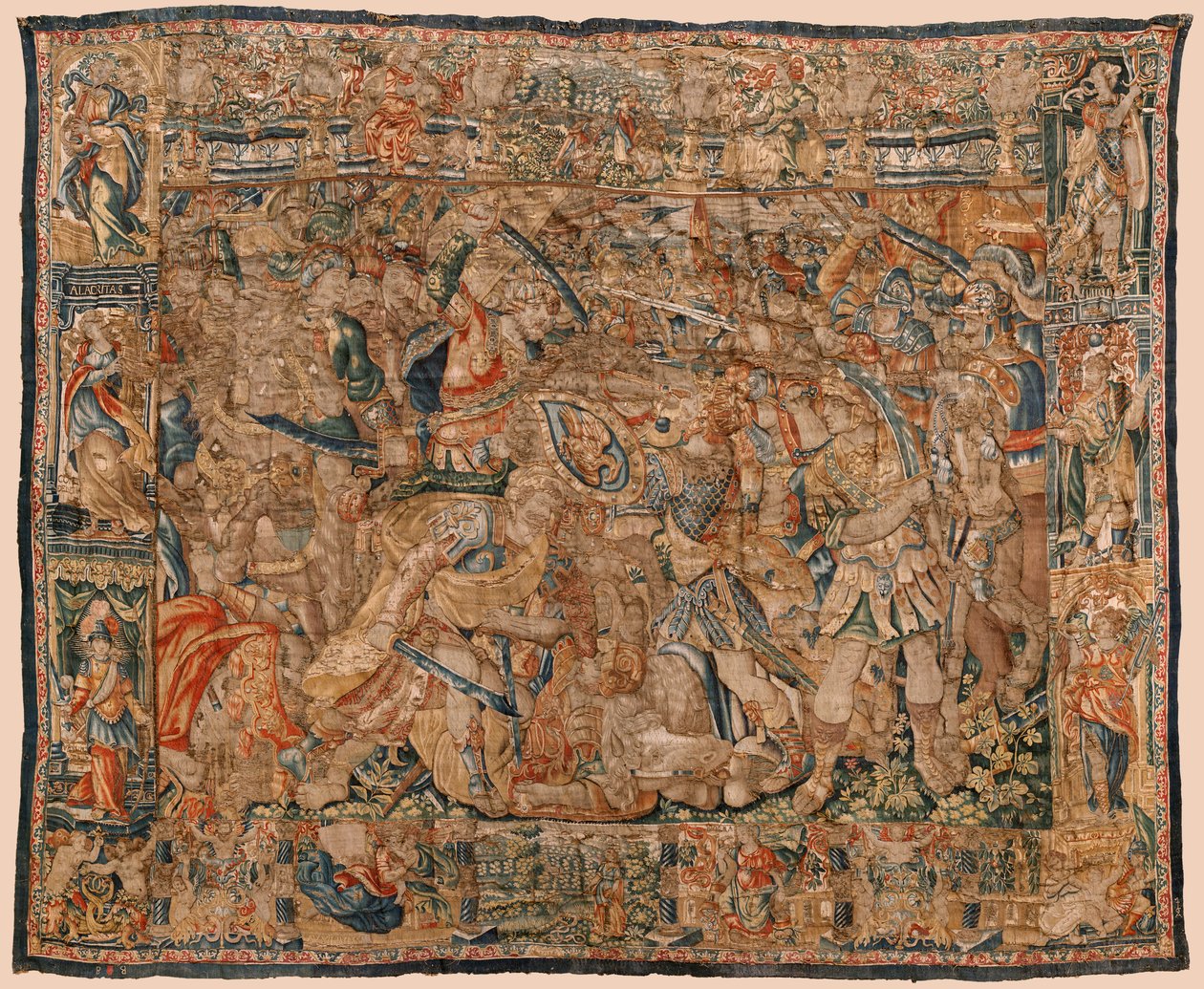 Parish museum for billedvev (Pastrana Parish Museum of Tapestries). flamsk billedvev. Kamp mellom Alexander og Darius og Ipso (Slaget mellom Alexander og Darius ved Ipso). Brussel. Ull og silke. Det 16. århundre. 510x419 cm. av Flemish School