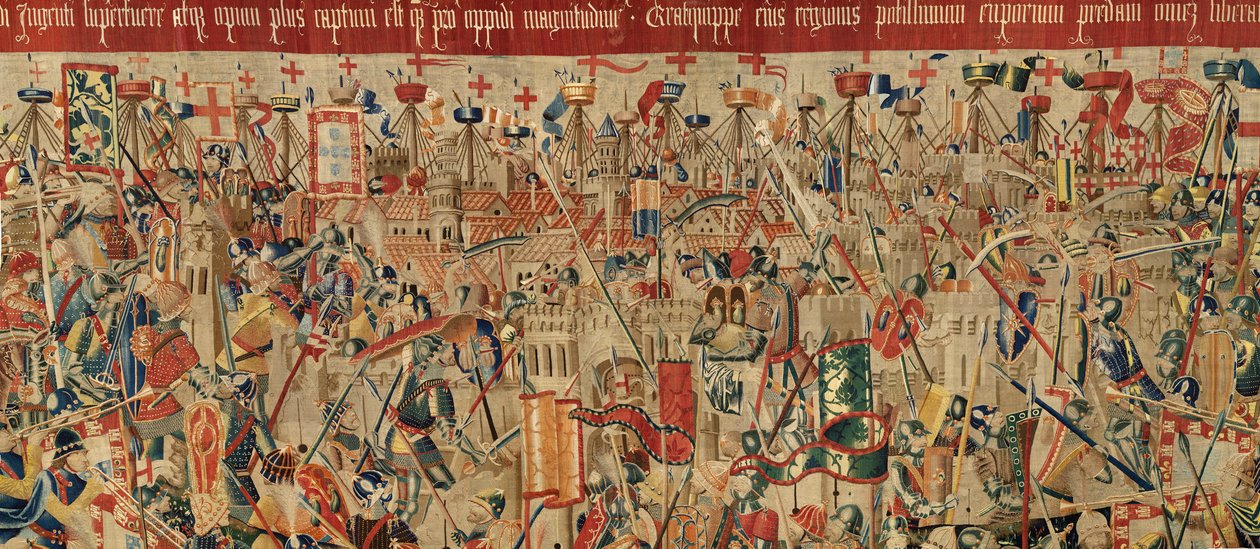 Parish museum for gobeliner (Parish Museum of Pastrana Tapestries). flamsk billedvev. Ta av Asilah (Take of Asilah, Assault on Asilah, De inname van Arzila). Seriens erobringer av kong Alfonso I av Portugal. Tournai. av Flemish School