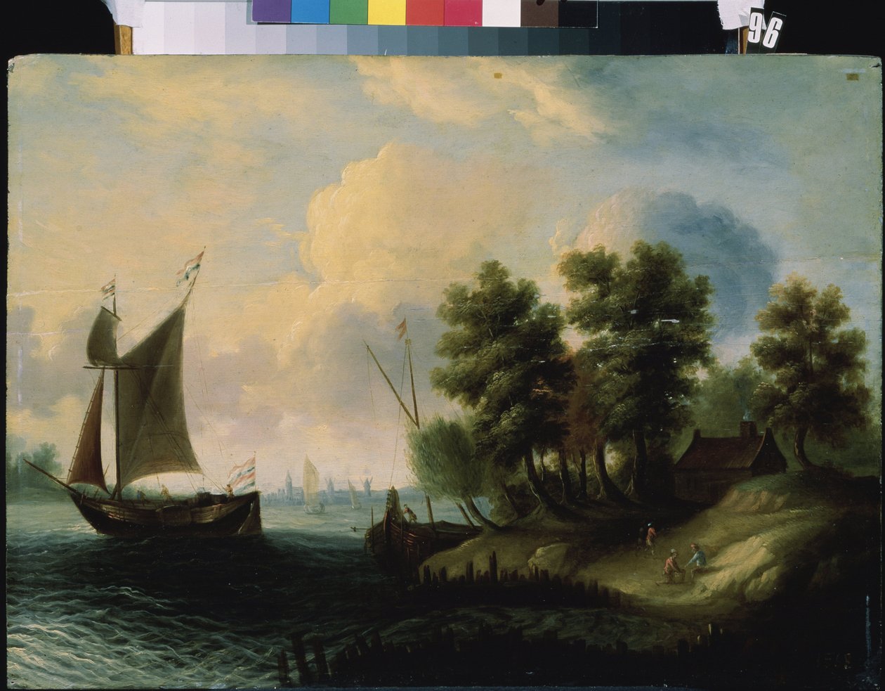""Sjølandskap"" (Et havlandskap) Nederlandsk skolemaleri fra 1600-tallet Mikhail Kroshitsky kunstmuseum, Sevastopol (Sevastopol) Ukraina av Flemish School