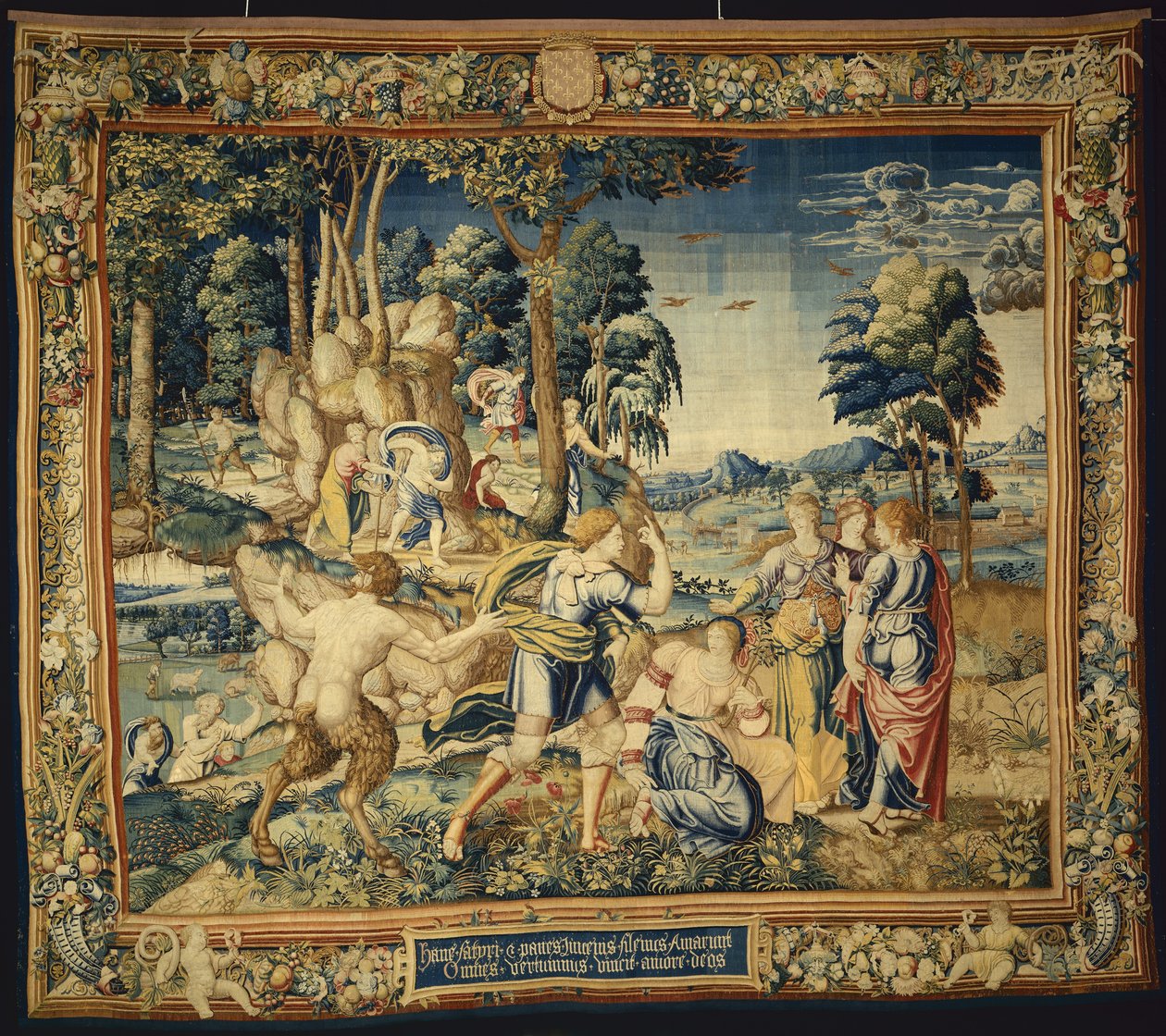 Pomona overrasket av Vertumnus og andre friere, fra The Story of Vertumnus and Pomona, 1535-40 av Flemish School