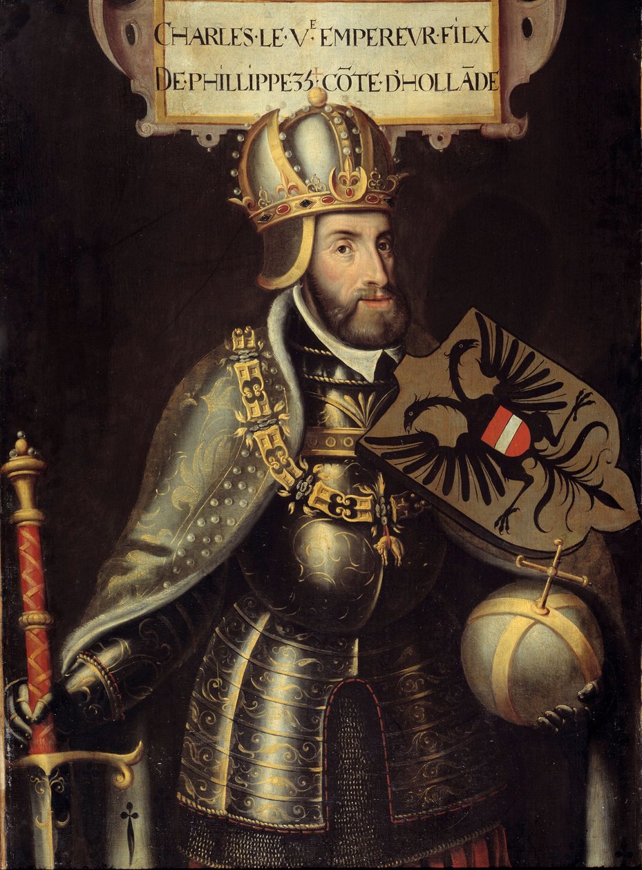 Portrett til fots av Charles V av Flemish School