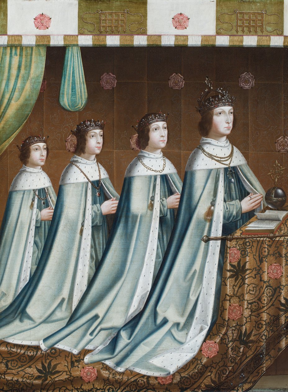 Portrett av Henrik VII med sine tre sønner, Arthur, Henrik og Edmund, ca. 1510 (olje på lerret) av Flemish School