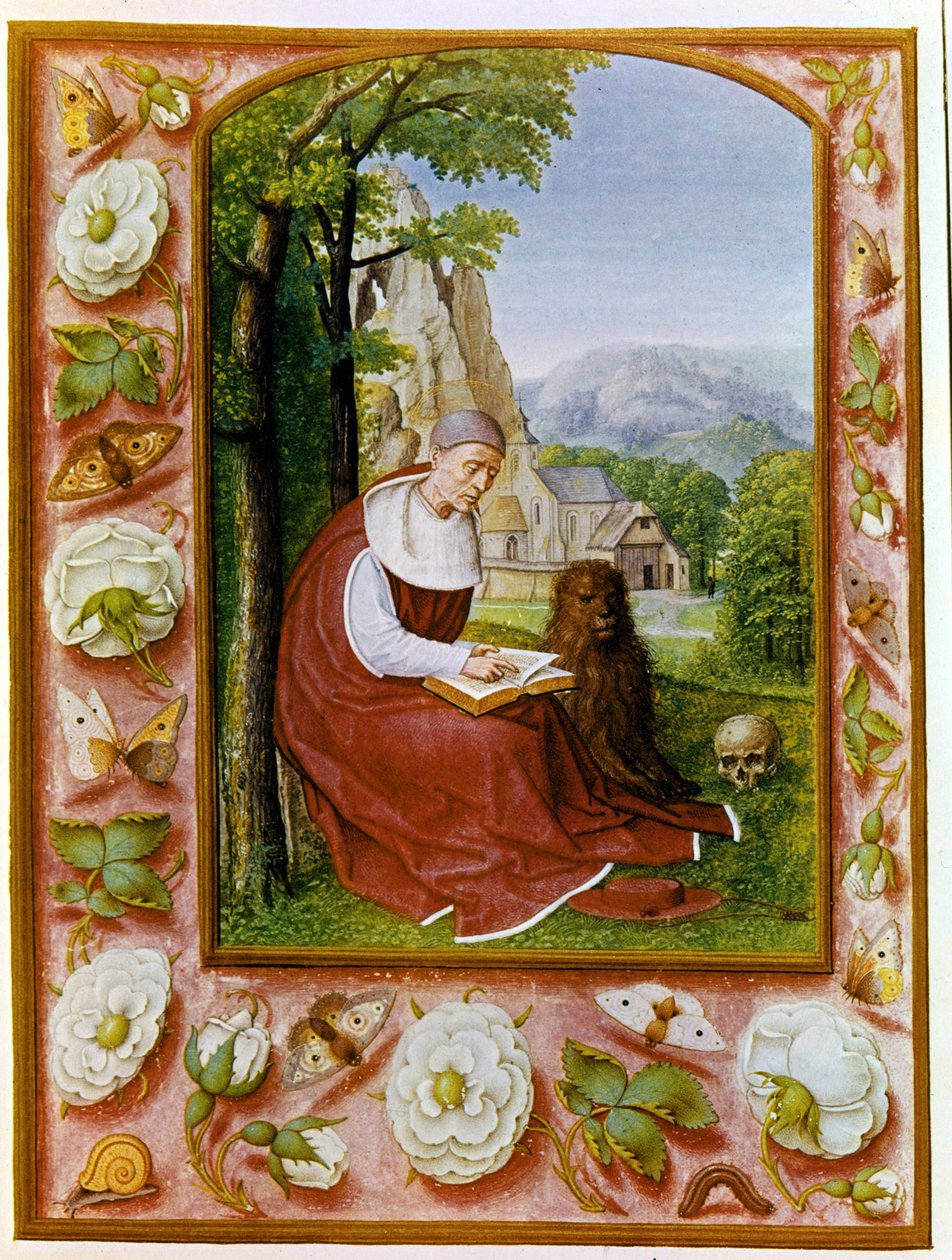Portrett av Saint Jerome. Bréviaire Grimani dateres fra 1490 - 1510 av Biblioteca Marciana, Venezia. av Flemish School