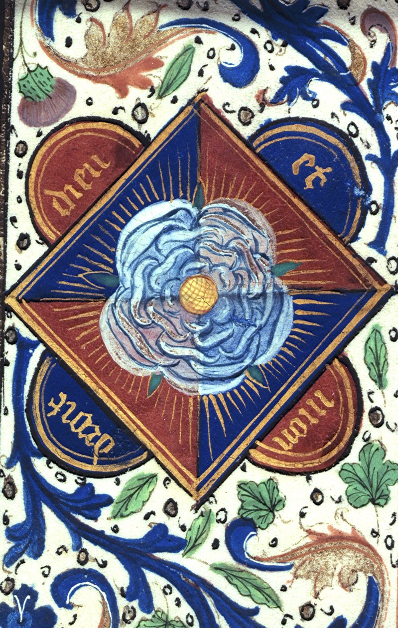 Roy 14E.IV fol.10 White Rose of the House of York, fra 'Chronique d'Angleterre' av Jean de Wavrin (vellum) av Flemish School