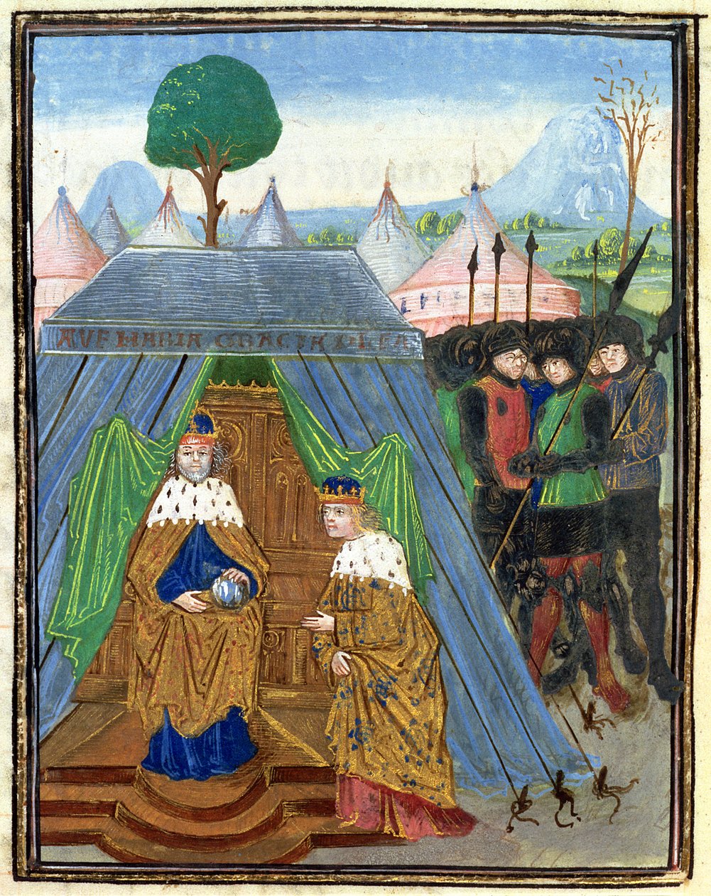 Roy 15 E I f.321v Baldwin II besøker Manuel Comnenus, fra Outremer