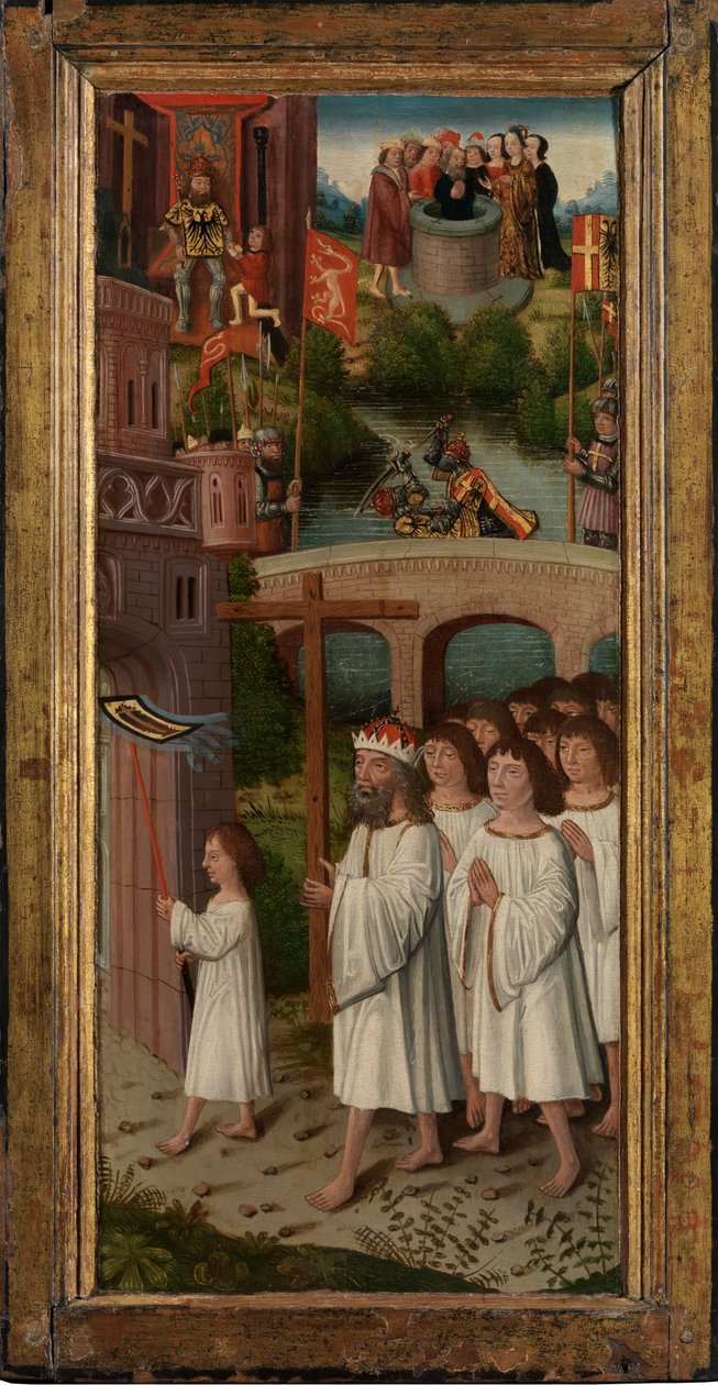 Scener fra legenden om det hellige kors (olje på panel) av Flemish School