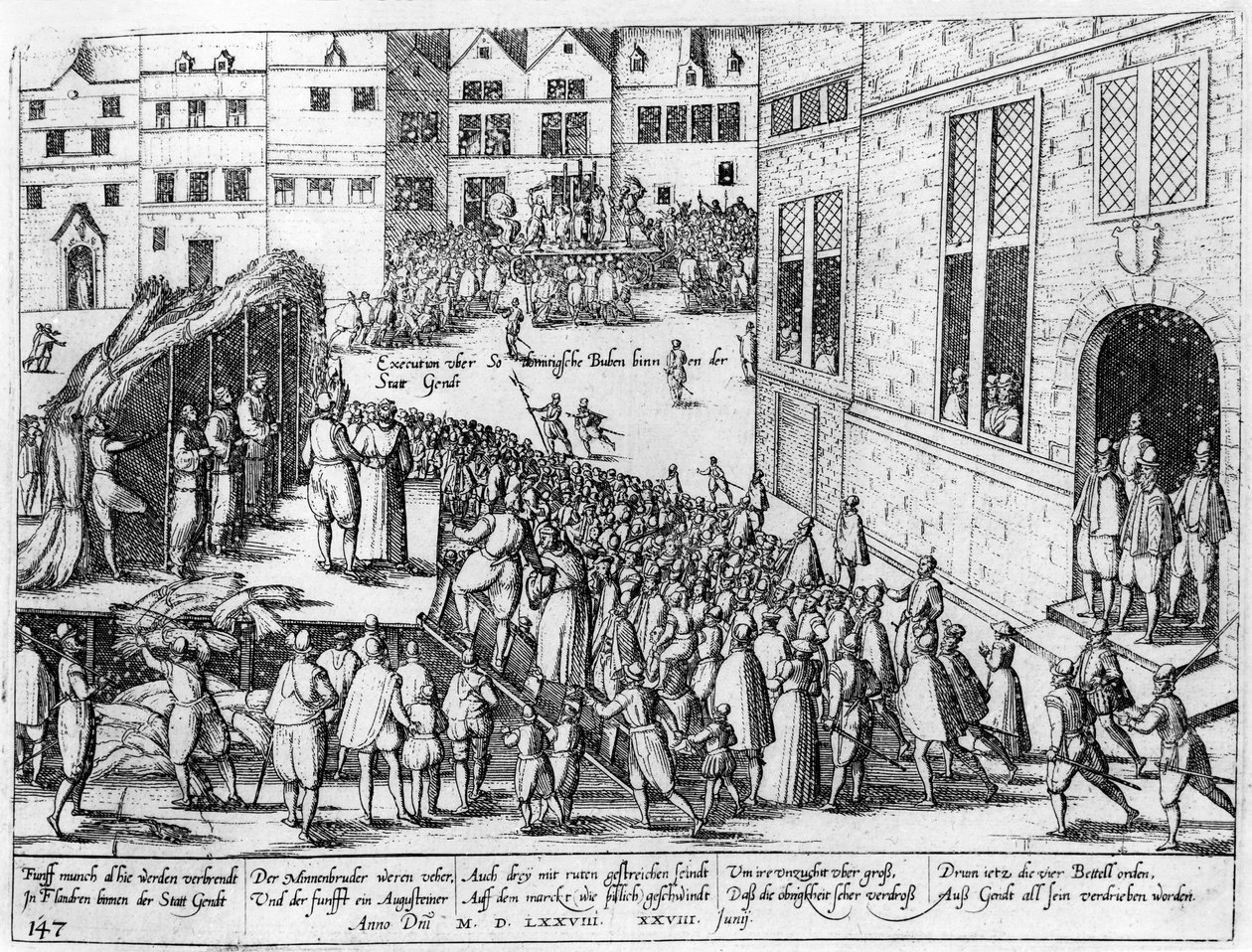 Scener fra den spanske inkvisisjonen i Gent, juni 1578 av Flemish School