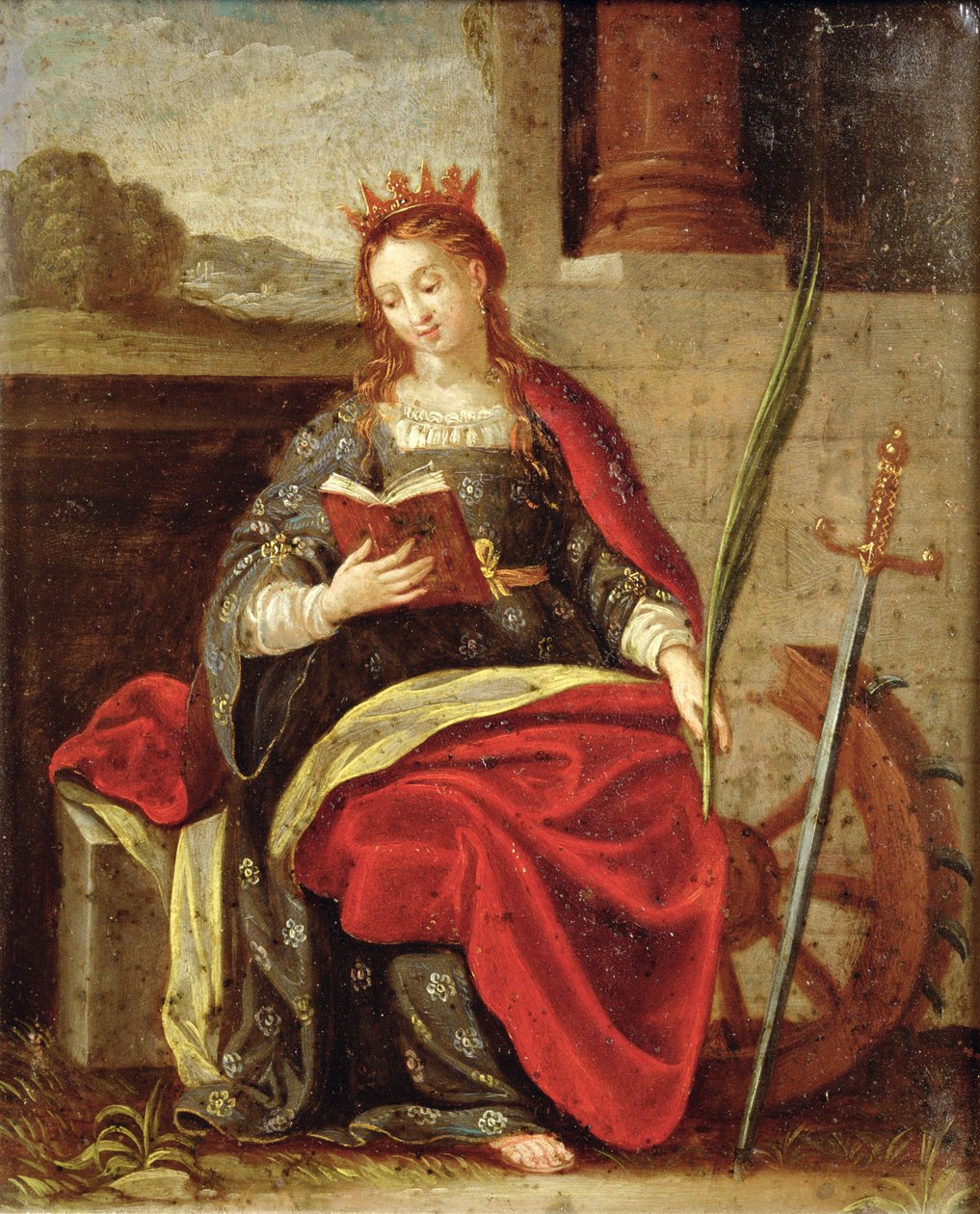 St. Katarina av Alexandria (olje på kobber) av Flemish School