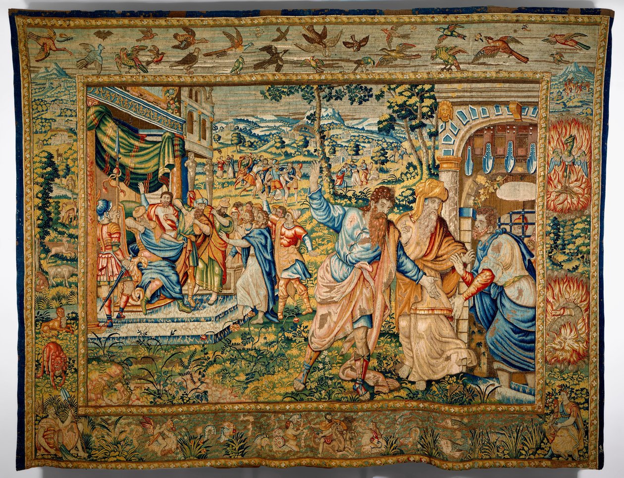 St. Paulus med Barnabas utvist fra stedet for sin forkynnelse (tekstil) av Flemish School