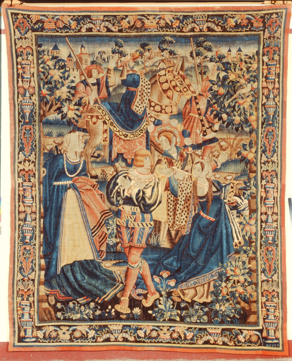 Tapestry-serie som viser en scene fra lignelsen om den fortapte sønn av Flemish School