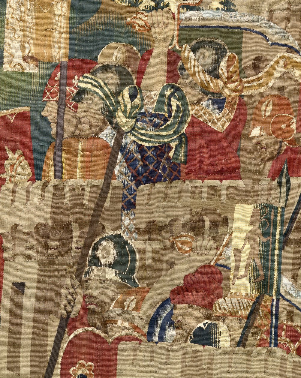 Tapet som viser erobringene av kong Alfonso V av Portugal (Conquistas de Alfonso V de Portugal), Tournai. Detalj. (Ull og silke) av Flemish School