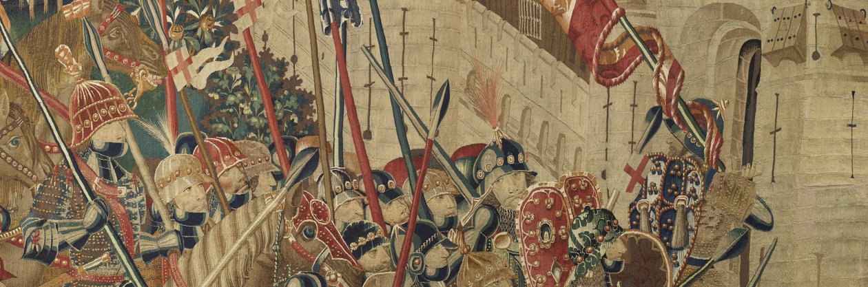 Tapet som viser erobringene av kong Alfonso V av Portugal (Conquistas de Alfonso V de Portugal), Tournai. Detalj. (Ull og silke) av Flemish School